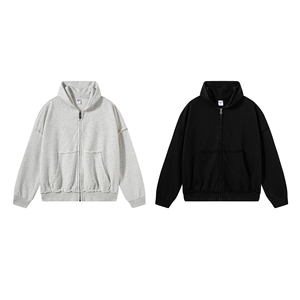 <span class=keywords><strong>Sweat</strong></span> à capuche <span class=keywords><strong>zippé</strong></span> en coton tricoté 100% de haute qualité, 430G, coupe ample, veste pour homme - Product Image 1