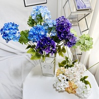 Nouveau produit transfrontalier : Décoration de table en fleurs d'hortensia artificielles 3D en soie à 2 têtes, pour mariage, maison, hôtel, fleurs séchées artificielles