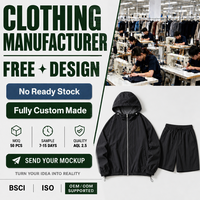 Ensemble deux pièces de survêtement pour homme, veste coupe-vent en nylon noir à capuche et short, fabrication sur mesure OEM de haute qualité