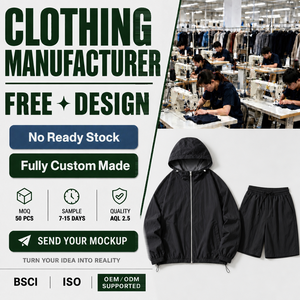 Custom Factory OEM High Quality <b>Black</b> Hooded Nylon Windbreaker Jacket And <b>Shorts</b> Two Piece Set <b>Mens</b> Tracksuits - Product Image 1