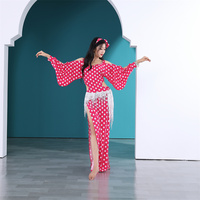 Robe rétro à pois Costume de pratique de danse à la mode Costume de danse du ventre pour la performance