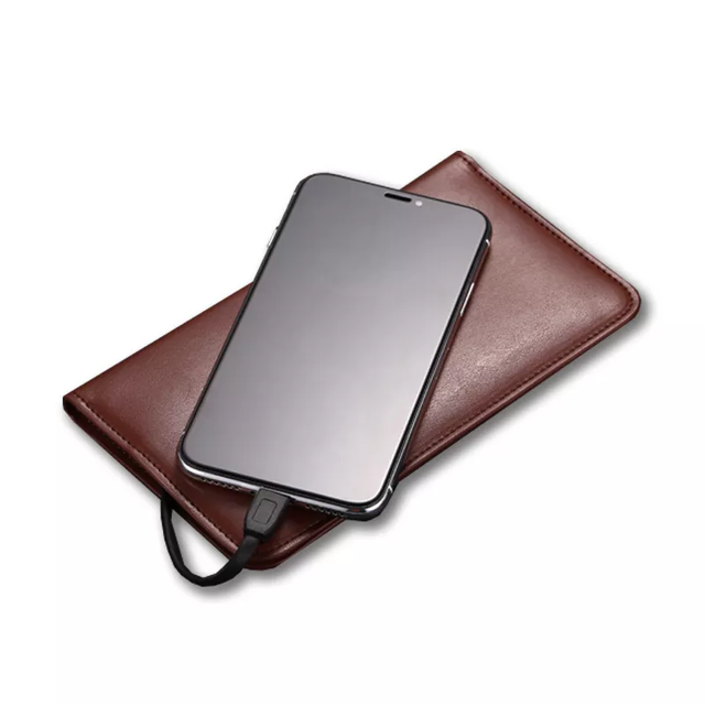 Hight Quality Portable Powerbank Wallet Rfid Blocking Power Bank Wallet Wireless Charger Leather Wallet