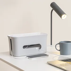 0303PLM13 Cable Management Box Cord Organizer Box to Hide Conceal Power Strips Desk Cable Storage Management Solution