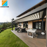 12 ft X 22 ft. OEM Pergola Modern Dış Mekan Biyoklimatik Su Geçirmez Alüminyum Motorlu Panjurlu Pergola Veranda