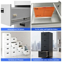 Archivadores Metálicos de Acero de Alta Resistencia, Estilo Moderno, de 3 Niveles, con Cinco Cajones Verticales y Cuatro Cajones Horizontales, Muebles de Oficina