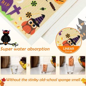 Paños de Cocina Modernos con Diseño de Halloween, Fantasmas y Calabazas, Lavables, Reutilizables, Ecológicos y Biodegradables, con Diseño de Brujas - Product Image 4