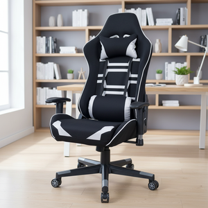 Silla de Juego Ergonómica Moderna Negra/Gris con Malla Eléctrica YH-7283, Reclinable para Deportes Electrónicos con Altura Ajustable y Respaldo Alto - Product Image 1