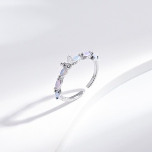 wholesale plata 925 sterling silver <b>opal</b> stone bow <b>ring</b> Everyday Wear fashion summer small cheap heart butterfly <b>rings</b> for girls - Product Image 3