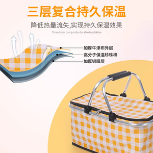 Sac isotherme pliable en film d'aluminium pour le dropshipping Shopify, sac de pique-nique portable pour l'extérieur, panier de courses à main - Product Image 2