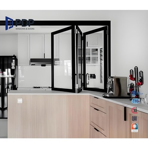 Fenêtres pliantes <span class=keywords><strong>accordéon</strong></span> en aluminium à rupture de pont thermique, à persiennes horizontales, insonorisées, à économie d'énergie, en verre trempé, pour cuisine et extérieur - Product Image 1