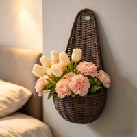 Panier mural suspendu en osier tressé fait main par des artisans - Écologique, durable, résistant à la chaleur, pour la décoration de la maison et du jardin