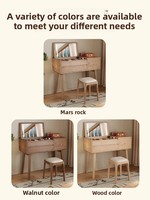 Table de maquillage en bois massif avec rabat, intégrée à la chambre, dotée d'une fonction de rangement, adaptée à la fois comme table de maquillage et comme bureau