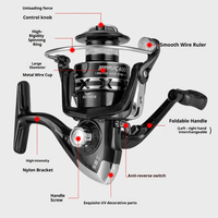 Moulinet de pêche spinning entièrement métallique à longue portée, 8 kg de résistance maximale, rapport de transmission 5.2:1, poignée métallique, pour la pêche au gros gibier en rivière et lac