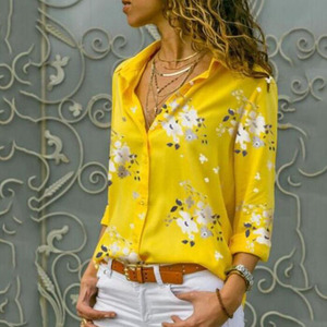 Langarm Damenblusen Übergröße <span class=keywords><strong>5XL</strong></span> Umlegekragen Bluse Hemd Lässige Oberteile Elegante Arbeitskleidung Chiffon-Hemden - Product Image 1