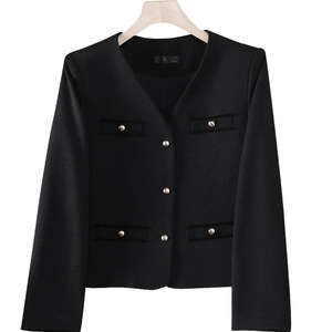 Women's Blazer Solid Color Polyester Woven Jacket With Bow Tie Design For Autumn Winter 2025 Fashionable Early Spring Top - Product Image 5