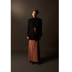 Nouvelle Robe en Laine pour Femme, Col en V, Tissée, à Bouton Unique, Unie, Respirante, Coupe Classique, 78% Polyester, 18% Rayonne, 4% Élasthanne, Vietnam - Product Image 3