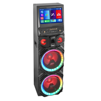 Système de sonorisation portable Bluetooth 12'' Woofer 100W avec 2 micros sans fil et lumières disco pour adultes
