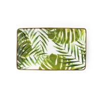 Assiettes de service Excelsa, motif floral vert, rectangulaires, en céramique, 20x12,5 cm, pour la table et la décoration de fête