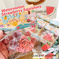 Fruitcollectie Superzachte Plastic TPR Watermeloen Aardbei Squishy Speelgoed 12 Stuks/Kleurdoos Stressverlichting Rekbaar Magisch