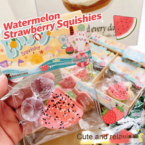 Collezione di Frutta: Giocattoli Squishy Super Morbidi in Plastica TPR a Forma di Anguria e Fragola, 12 Pezzi/Scatola Colorata, Antistress Elastici e Magici - Product Image 3