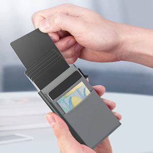 Siy1889 Top Seller Men Aluminum <b>Metal</b> Minimalist Slim Credit Card Holder Front Pocket Automatic Pop up <b>Wallet</b> for Gifts - Product Image 2