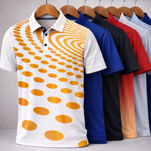 Camiseta Polo Sublimada Personalizada para Hombre, Patrón de Puntos en Degradado, Poliéster y Spandex, Absorbe la Humedad, Ropa de Equipo OEM - Product Image 4