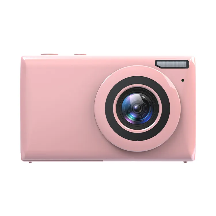 Moda pembe taşınabilir 64MP fotoğraf 2.4 inç ekran Mini Video kartı boyutu MP3 dijital fotoğraf vücut 4k kamera kamera ile kompakt