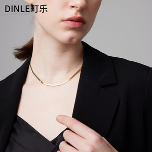 Collar de cadena de hueso de serpiente de acero de titanio Dinle para mujer, gargantilla sencilla para clavícula, regalo - Product Image 1