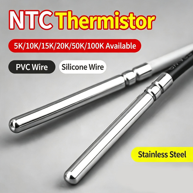 Waterproof Stainless Steel NTC Temperature Sensor Probe for Industrial Equipment Customizable 10K B3950 B3435 NTC Thermistor 1M