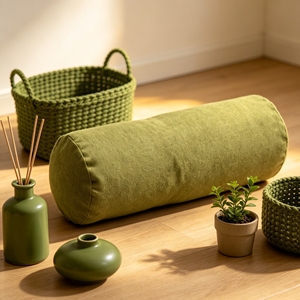 Coussin cylindrique ergonomique portable avec fermeture éclair <span class=keywords><strong>Darco</strong></span> 60x20cm - Soutien du cou et du dos pour le camping Vert - Product Image 3
