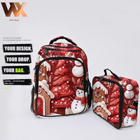 Ensemble de sacs à dos de Noël personnalisés en polyester, sacs isothermes, sacs à dos mignons à motif de dessin animé pour enfants, sacs à dos d'école, sacs à dos de pique-nique, sacs à dos pour étudiants