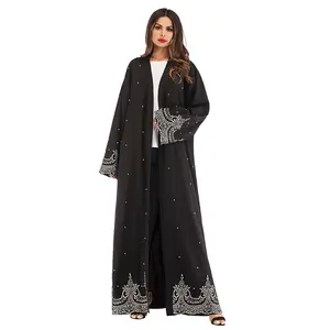 Muslim Women's Long-sleeved Embroidered Maxi Dresses Beautiful Beaded Robe Arab Even Muslim Party Dress