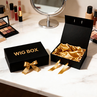 Weihnachtsgeschenkbox Maßgefertigte Luxus-Perücken- und Haarverlängerungsbox Starre Karton-Geschenkbox Schwarze Faltbare Magnetische Verpackungsbox