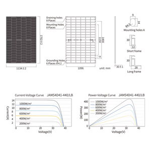 Panneau solaire bifacial JAM54D41 LB N-Type à double vitrage, 23% d'efficacité, cellule de 108 mm, cadre noir, 1762x1134 mm, 400 W, prix avantageux - Product Image 3