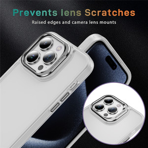 Coque de téléphone portable translucide et douce pour la peau avec cadre d'objectif d'appareil photo en métal, antichoc en PC+TPU pour <span class=keywords><strong>iPhone</strong></span> 17 Pro <span class=keywords><strong>Max</strong></span> 16 15 14 13 12 - Product Image 4