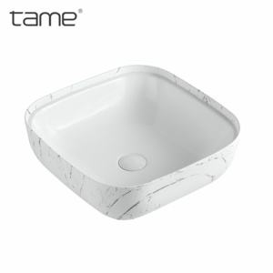 TAME PZ8606-M1 2026 Nuevas Llegadas Lavabo Cuadrado de Cerámica con Efecto Mármol para Baño, Lavabo de <span class=keywords><strong>Encimera</strong></span> - Product Image 4