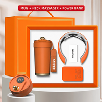 Ensemble cadeau personnalisé de masseur de cou, de tasse à café et de batterie externe pour entreprises, avec logo sur mesure