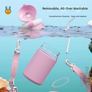Bouteille d'Eau en Verre Portable Mignonne avec Sangle Style Dessin Animé Grande Capacité pour Filles Étudiantes - Product Image 4