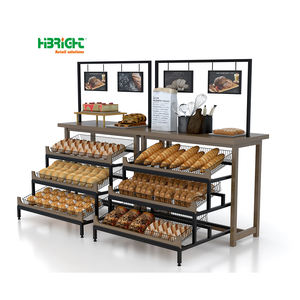 Estante de exhibición de pan de equipo de cocina comercial con marco de acero laminado de madera duradero - Product Image 1