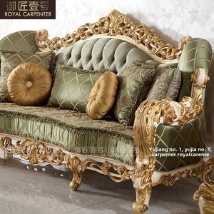 Ensemble de canapés en bois massif européen, style maison française, feuille <span class=keywords><strong>d</strong></span>'or sculptée, combinaison pour meubles de salon sur mesure - Product Image 3