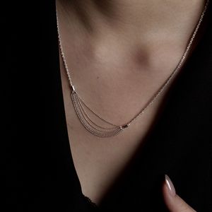 Collier en argent sterling S925, élégant, avec pendentif en forme de trapèze, petit diamant étincelant, à un caractère, tendance, superposé - Product Image 4