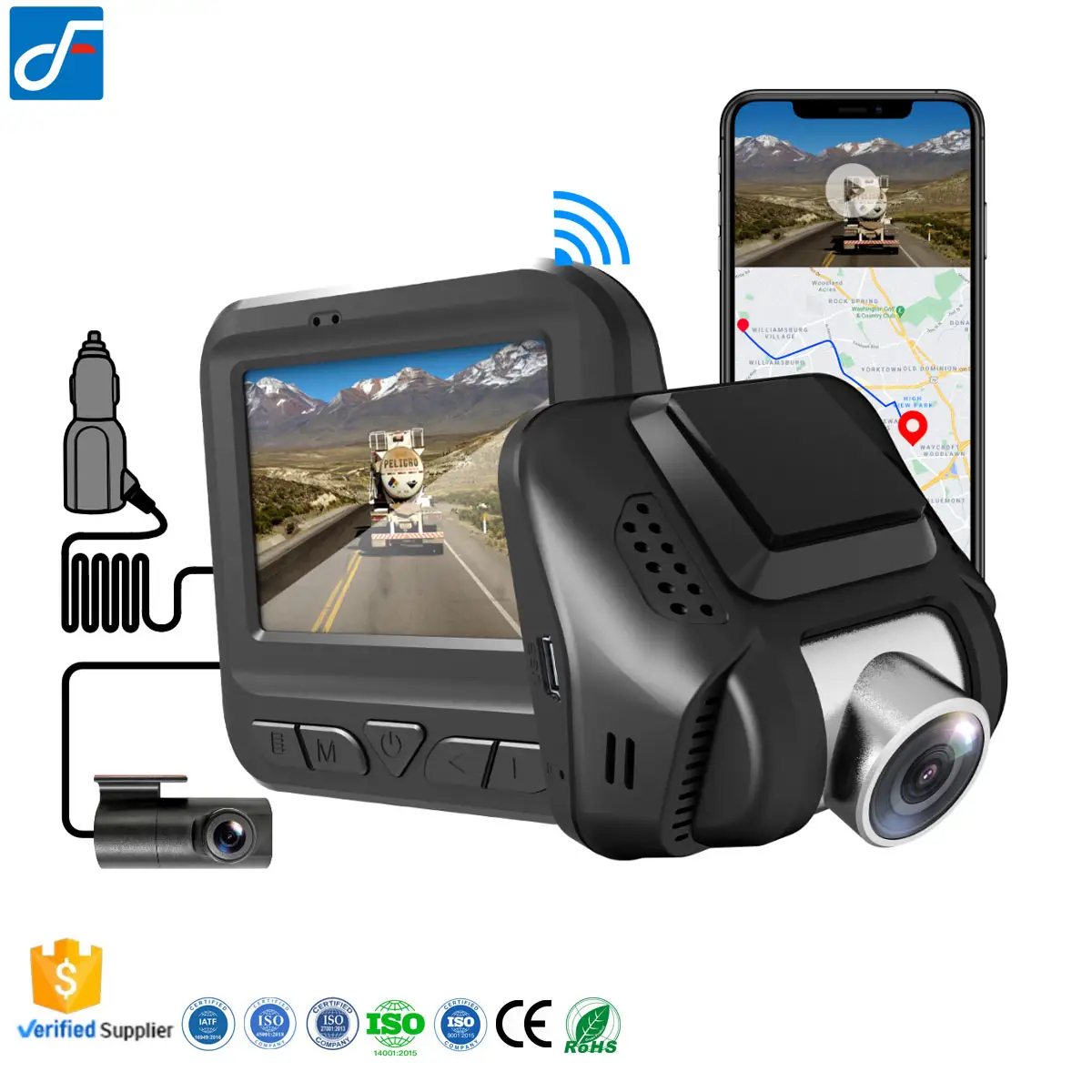 Nieuwe Full Hd 1440P Wifi Auto Dash Cam Video Camera Voor En Achter Met 170 Graden Nachtzicht Auto black Box