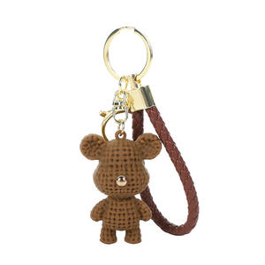 QX Wholesale cartoon crochet plush bear doll keychain lamp hanger couple <b>bag</b> hanger decorative pendant <b>gift</b> pendant - Product Image 1