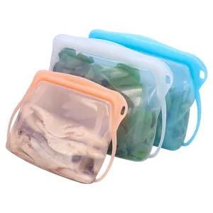 맞춤형 식품 학년 방수 냉장고 친환경 아기 파우치 실리콘 식품 가방 주방용 재사용 가능한 실리콘 식품 보관 가방