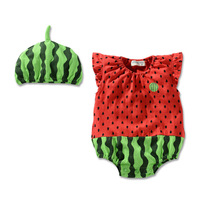 Cartoon Watermeloen Baby Beddengoed Sets Fruit Dieren Romper Kostuums Bodysuit Met Hoeden Outfits