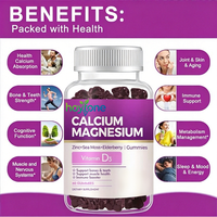 Bonbons Gommeux Calcium Magnésium Zinc Vitamine D3 Mousse de Mer Sureau Soutien Osseux et Immunitaire Végétalien Soutien au Sommeil Complément OEM 60