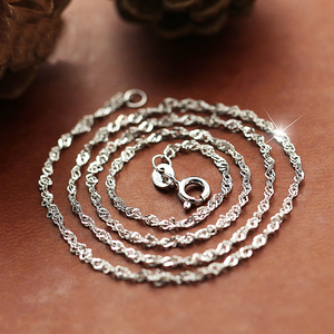 Catena in Argento Sterling 925 con Maglie Intrecciate Stile Singapore Effetto Onda d'Acqua 16 " /18 " - Product Image 2