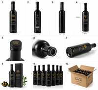 Bouteille en verre personnalisée pour huile d'olive 250ml 500ml, bouteilles d'huile ambrées foncées/noires mates pour l'emballage de l'huile d'olive avec bouchon doré, vente en gros