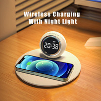 Nuevo Producto 2026, Reloj Despertador de Escritorio con Cargador Inalámbrico, Cargador Inalámbrico Digital LED de Escritorio, Estación Multifuncional de 15W para iPhone