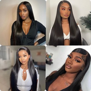 Perruque Lace Front Longue et Droite Noire 100% Cheveux Humains, Grande Quantité, Couleur Noir Naturel, Style Européen et Américain, Vente Chaude - Product Image 3